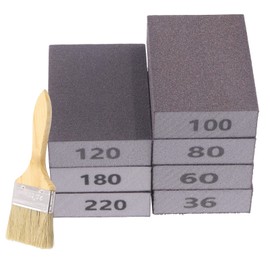 Swpeet 16Pcs 4 x 2.8 x 1 Zoll #120 Grit Weiß Ultra Feine Nass und Trocken Schleifschwamm Schleifpads und Holz Pinsel Sortiment Kit, Nass Trocken Flexible Schleifpads