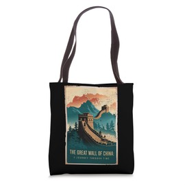 Vintage Great Wall of China Travel Poster Retro Design Tote Bag