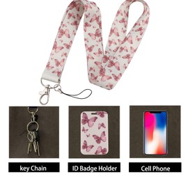DMLSKY Butterfly Lanyard and Name Badge Holder, Waterproof Hard Card Protector School Office Accessories for Teacher Student