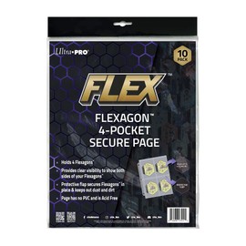 FLEX 4-Pocket Album Pages | Each Page Holds 4 Flexagon Tiles | PVC and Acid-Free | 10-Pack