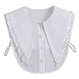 SUZALA Womens Dickey Collar, Detachable Chiffon Half Shirt Insert for Blouse Coat, Fake Collars Faux Collars for Teens Dresses Sweater (FrenchWhite)