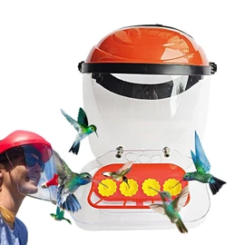 Hummingbird Hat Feeder for Head - Wild Bird Feeders,4 Feeding Ports Accessories Face Cover Accessories Adjustable Headband for Outdoor Deck Garden Deck Porch Window