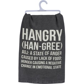 Primitives by Kathy Classic Black and White Dish Towel, 28 x 28-Inches, Hangry