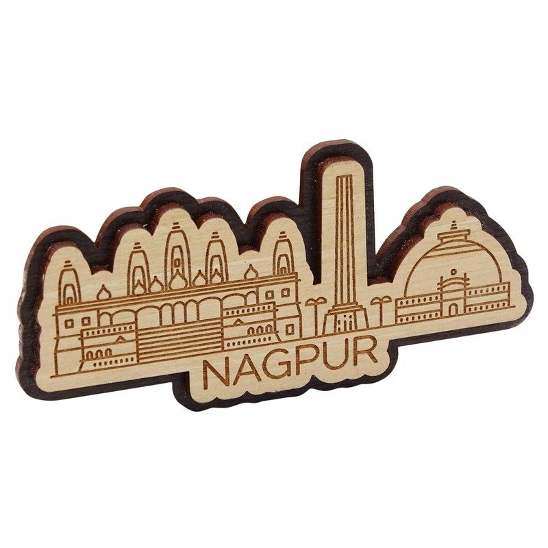 Printtoo Fridge Magnet Nagpur India Monuments Engraved Wooden Souvenir Home