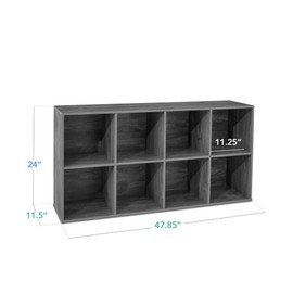Best Choice Products 8-Cube Storage Organizer, 11in Shelf Opening, Bookcase, Display Shelf, Customizable w/ 3 Removable Back Panels – Dark Gray