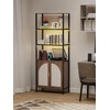 Qriocioa 5 Tier Rattan Bookcase with Light 71" Tall Boho