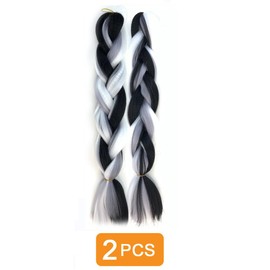 Traziewell Hair Extensions for Braiding Hair Extension Gray Braid Ombre Hair Extensions Hair for Braiding Hair Heat Resistant Synthetic Hair Extension 100g Black to Grey Braids 1605