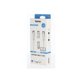 Hama TV Antenna Cable + 2 Adapters – 10 Year Warranty (Coaxial TV Cable, 2 m, M/F, 75 Ohm, Double Shielded 75 db, Satellite Coaxial Cable, TV Connection to a TV Wall or Decoder Plug) White