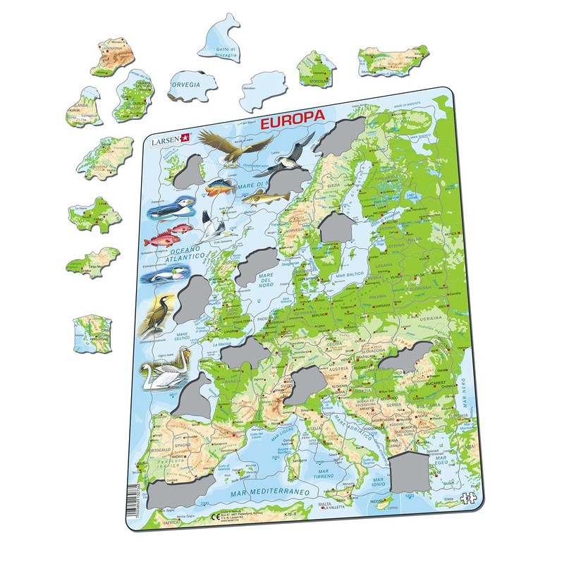 Larsen K70 Europe Physical Map Italian Edition Frame Puzzle with