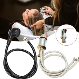 Basin Faucet Shower Head Wash Hair Tap Mixing Valve, Brass Salon Shampoo Bowl Faucet and Sprayer Kit, Salon Sink Faucet Replacement or Salon Sink Parts, Salon Spa Hot Cold Mixer