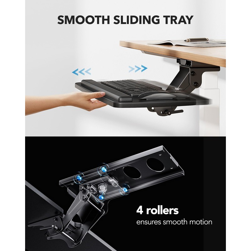 HUANUO Keyboard Tray Under Desk, 360 Adjustable Ergonomic Sliding Keyboard