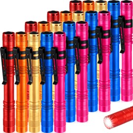 Hortsun 20 Pcs Mini Pen Light Flashlights Pocket Flashlights Pen with Clip Small LED Handheld Slim Torches for Christmas Gift Without Battery (Red, Rose Pink, Yellow, Blue, Orange,5.12 Inch)