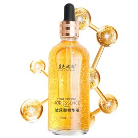 BLUE LOVE 24K Gold Foil Hyaluronic Acid Face Essence Serum, Anti-Aging 24K Gold Serum for Face, 24K Gold Anti Aging Face Serum Moisturizer for Dark Spots, Deeply Moisturizing Facial Serum, 3.38 fl oz