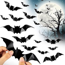 120pcs Decoración de Halloween Kit Murciélagos, Murciélagos de Decoración 3D de Pared, Pegatinas de murciélagos impermeables para decoraciones de Hall
