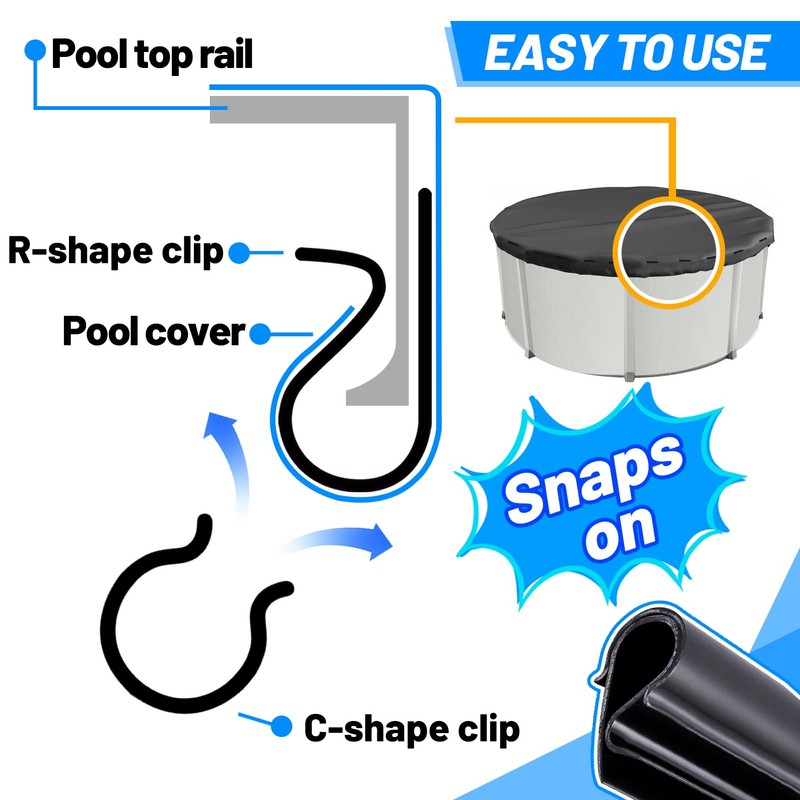 48 Pack 2 Shapes Winter Pool Cover Clips - Double
