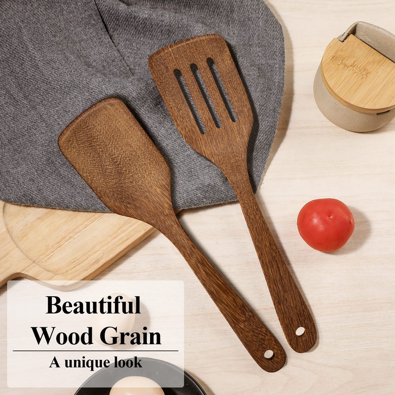 Wooden Spatula, Pack of 2 Wood Solid Turner Kitchen Wooden
