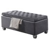 Acme Rebekah Fabric Tufted Upholstered Bench with Storage in Gray