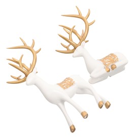 GLEAVI 1 Pair Christmas Reindeer Decorations of Elegant Resin Deer Statues for Living Room Elk Ornaments for Holiday Table Decor Stylish Indoor Decor for All Occasions