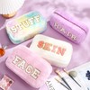 Paterr 4 Pieces Chenille Letter Preppy Patches Makeup Bag Plush