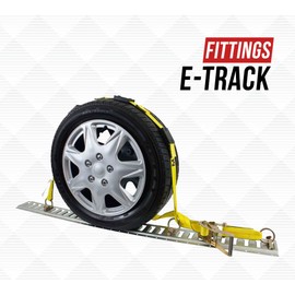 Mytee Products (2 Pack) 2" x 10' E Track Tire Straps - Over The Tire Car Hauler Ratchet Wheel Straps with E-Track Fittings - Car Trailer Tie Down Auto Tie Down
