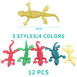 12 Pieces of Mini Stretchy Toy Lizards, Fake Lizard, Colored Soft Rubber Toys, Sticky Decompression Children&#39;s Toys, Suitable for Spoofs, Parties, Decorations