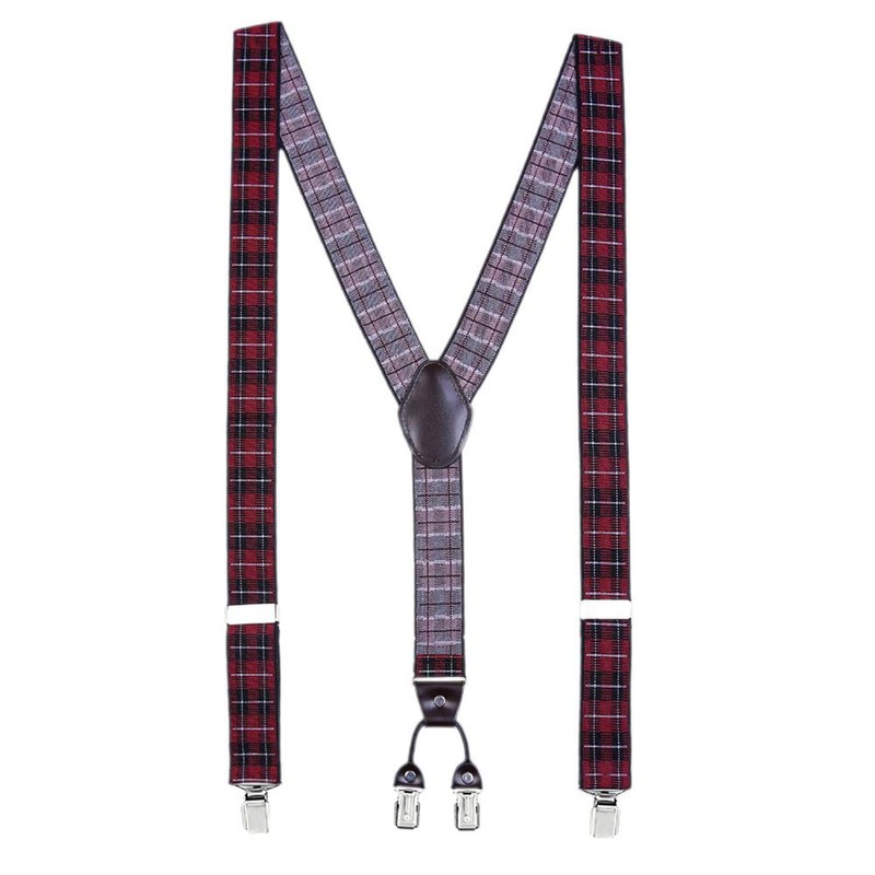 DonDon Men's Braces 3.5 cm Wide 4 Clips with Brown