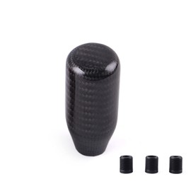 muge racing Carbon Fiber Shift Knob Gear Shifter Knobs with 3 Adapter Most Car Decorations Classic,Black-Long
