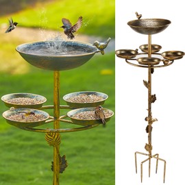43" H Metal Bird Bath for Outside, Metal Bird Feeder with 4 Tray,Outdoor Bird Bath Garden Yard Patio Decor