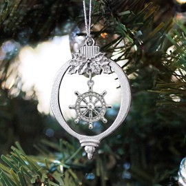 Inspired Silver - 1.0 Carat Nautical Charm Ornament - Silver Customized Charm Holiday Ornaments with Cubic Zirconia Jewelry