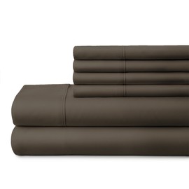 ienjoy Home IEH-6PC-CALKING-CHOCOLATE 6 Piece Home Collection Premium Ultra Soft Bed Sheet Set, California King, Chocolate, Calking