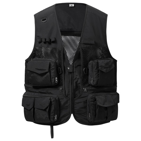BASSDASH Men's Women's Utility Fishing Cargo Vest Outdoor Safari Photography
