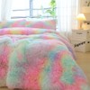 chovy Faux Fur Plush Tie-Dyed Pink Comforter Sets King -