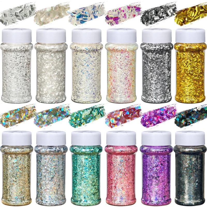 s 12 Pcs 2oz White Jar 5D Cat Glitter Sparkly