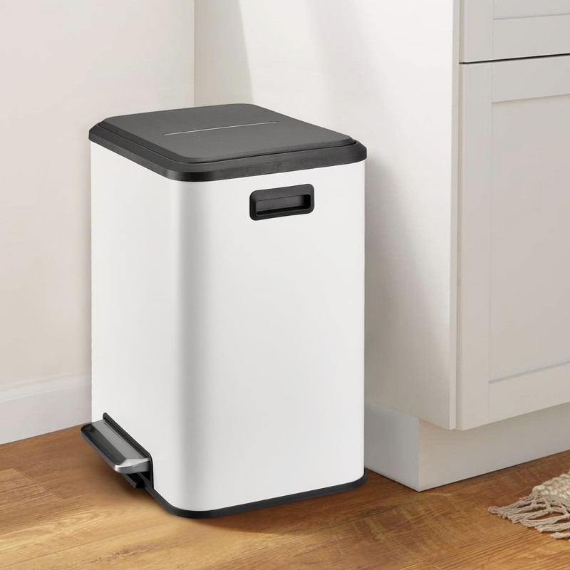 Kitchen Trash Can, 2x4 Gallon Rectangular Kitchen Waste Bin, Dual
