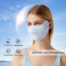 OhSunny UV Face Cover UPF 50+ Women Breathable Face Covering Protection Sunscreen Mask SLN3M072 (Light Blue)