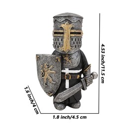 Fuwraixis GNOME Knight Garden Decorations, Medieval Gnome Guardian Sculpture, Crusader Model Made of Resin, for Patio, Lawn and Garden Decoration
