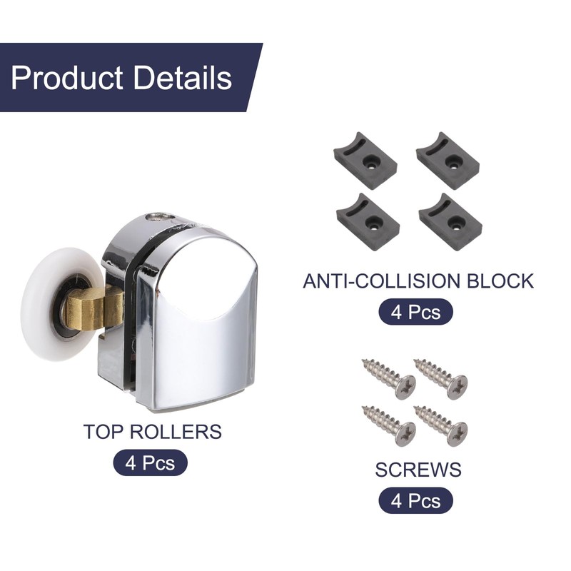 uxcell 4 Pcs Shower Door Rollers, 23mm Dia Copper Bathroom