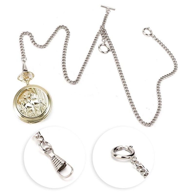 Ailgely Classic Antique Metal Chain Link Pocket Watch Vintage Retro