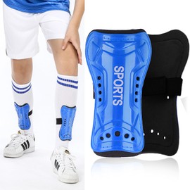 Youth Soccer Shin Guards for Kids Child Calf Protective Gear Soccer Equipment Soccer Shin Pads Calf Sleeves Protection for 3-5,5-10,10-15 Years Old Boys Girls Children (Blue, S 3-5 Years Old)