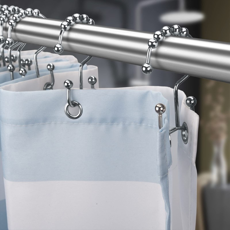 Titanker Shower Curtain Hooks Rings, Rust-Resistant Metal Double Glide Shower
