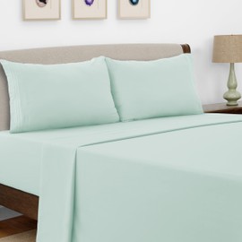 LUX Décor King Sheet Set - 4 Piece Ultra-Soft Microfiber Bed Sheets with Flat Sheet, 16 Inches Deep Pocket Fitted Sheet & Pillowcases, Cooling & Breathable, Hotel Luxury, Oeko-TEX - Spa Blue