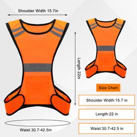 Ptwola Reflective Running Vest High Visibility Running Gear with Large Pocket Night Lightweight Reflective Safety Vest for Women Men Kids Biking Cycling Riding Walking Motorcycle Construction Workers