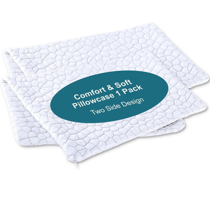 1 Pack Cooling Bamboo Pillowcase with Zipper – Soft Thick