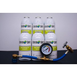 Enviro-Safe Refrigerants R1234YF Dye Charge, 1234yf, case of 6 (4 oz) Brass Charging Gauge