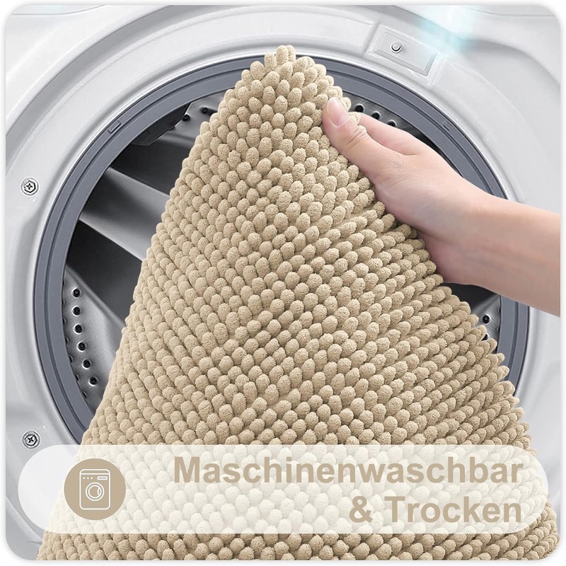 Homaxy Chenille Bathroom Rug, Non-Slip Bath Mat, Washable Bath Mat,