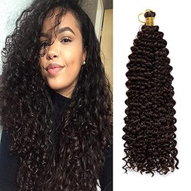 14inch Braiding Hair Marlybob Crochet Hair Twist Braids Hairpiece Synthetic Afro Weave Hair Extensions - Brown(water wave)