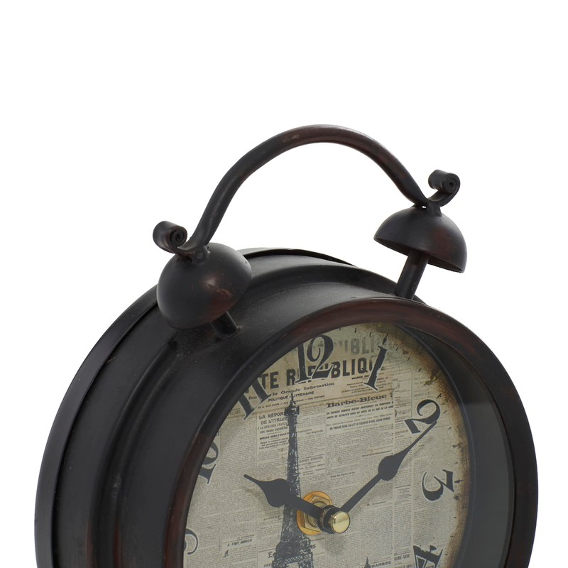 Deco 79 Metal Eiffel Tower Clock with Bell Style Top,