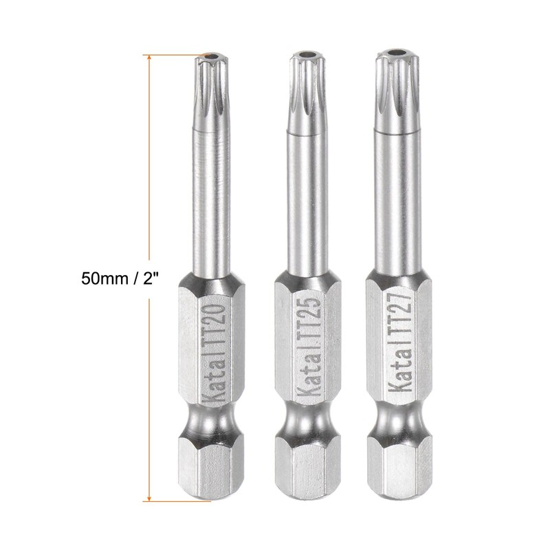 sourcing map 3pcs TT20-TT27 Star 7 Point Screwdriver Bit 1/4"