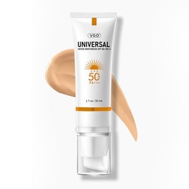 VGO Protector Solar Tintado Para Rostro Spf 50, Crema Solar Hidratante Esencia Facial Protector Solar No Deja Sensación Pegajosa Tamaño De Viaje...   