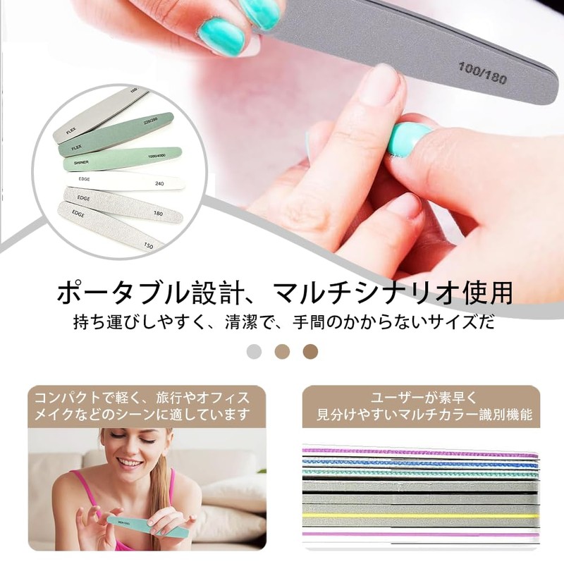 Nail File, 150/180/240/1000/4000 Grit, EVC Material, For Gel Nails, Set